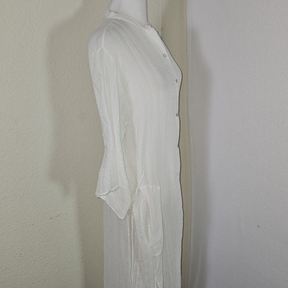 Robin Piccone Michelle Mandarin Collar Cover-Up Caftan Sz S Gauzy, Beach,Casual - Picture 4 of 16